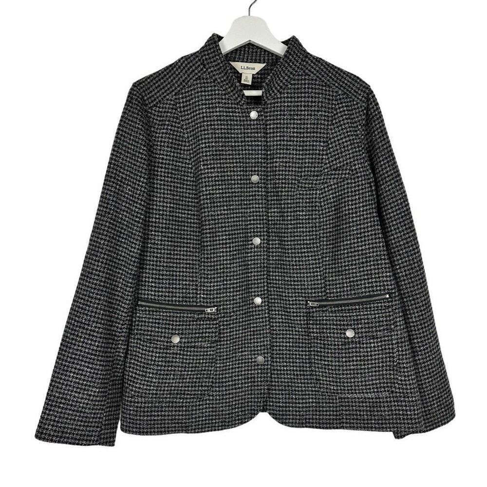 L.L. Bean Women's Houndstooth Snap Front Jacket size XL